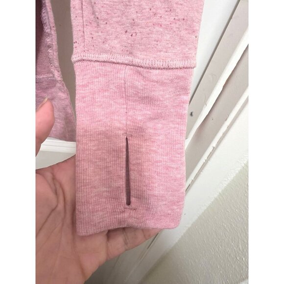 Athleta Pink Speckled Long Sleeve Sweatshirt With Side Slits & Thumb Holes Women - Picture 5 of 8